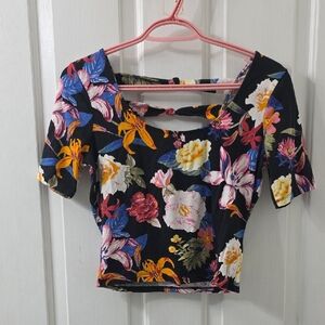 Guess Black Multicolor Floral Blouse